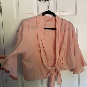 pink flowy shirt 3/4 sleeves